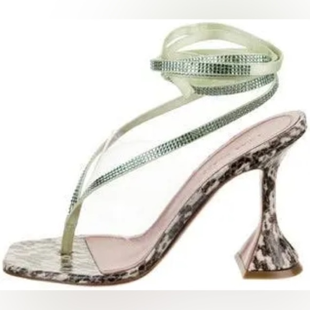 Amina Muaddi Zula  mint leather sandals